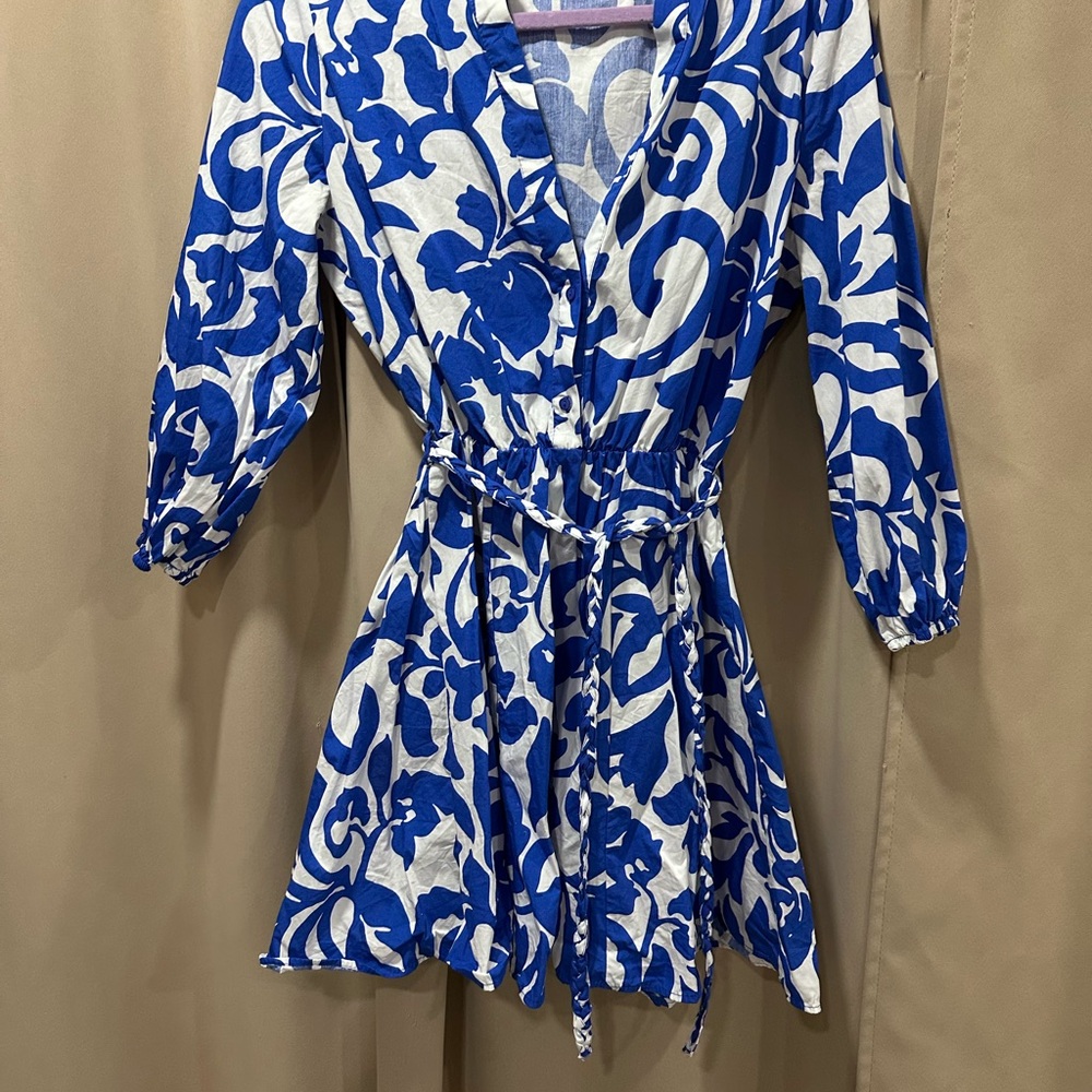 Blue and White Floral Dress